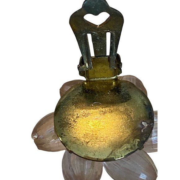 Vintage German Clip-On Floral Earrings With Faceted Central Gemstone - Picture 9 of 9